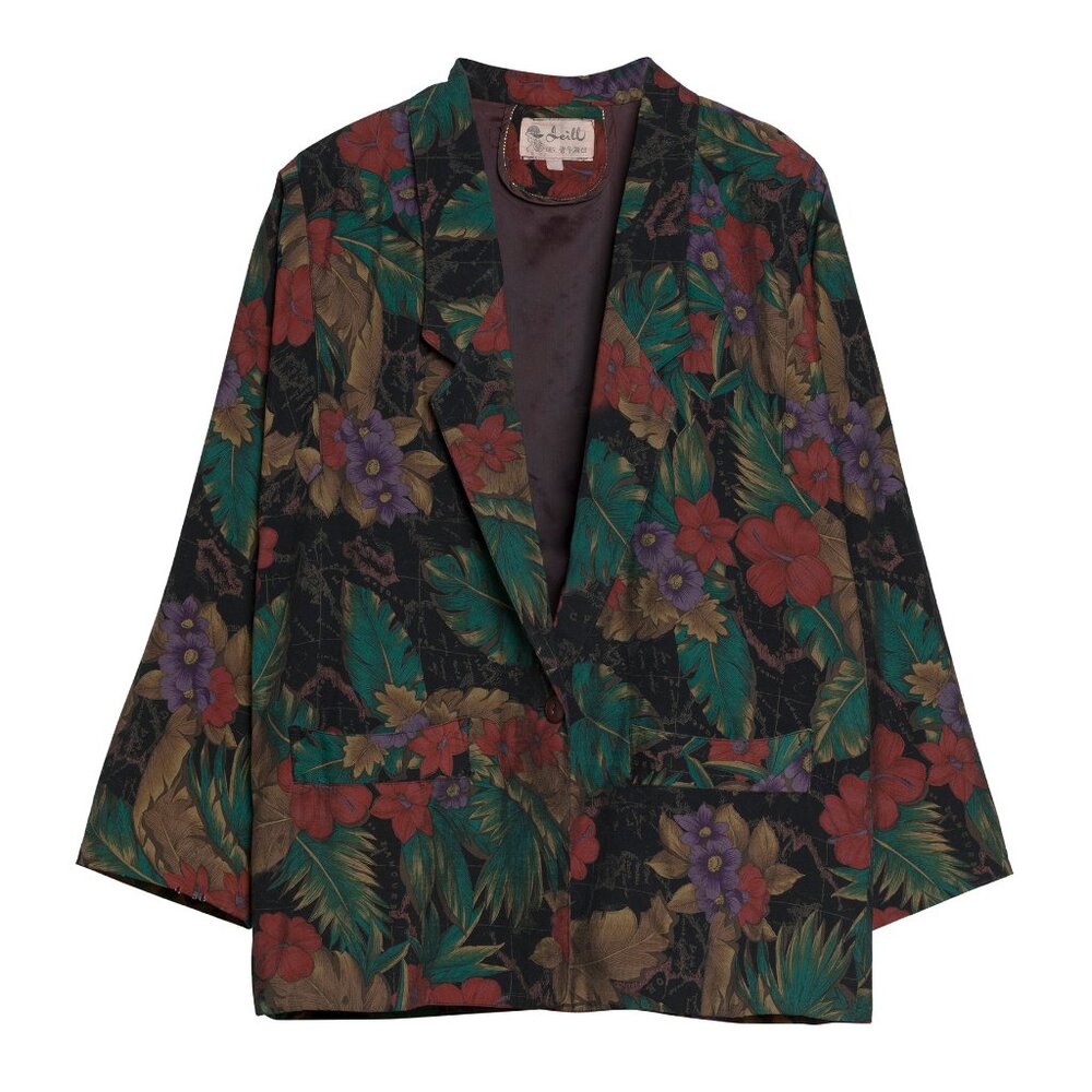 Leill (South Korea) Vintage Satin Weave Low Stance Notch Lapel Kimono Jacket